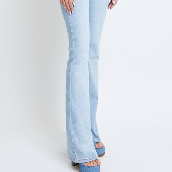 NWT Hidden Jeans Happi High Rise Flare Straight Denim Jeans In Light Blue - Picture 7 of 7